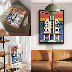 Art print in an Art Deco Miami style
