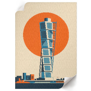 Art print depicting a modern skyscraper