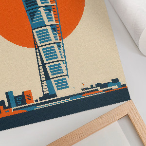 Art print depicting a modern skyscraper
