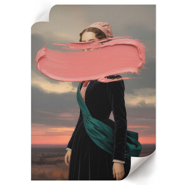 Wall print featuring pink surrealist artwork