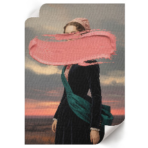 Wall print featuring pink surrealist artwork