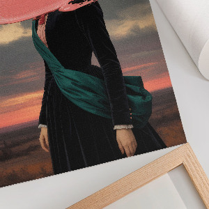 Wall print featuring pink surrealist artwork