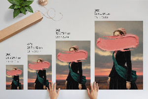 Wall print featuring pink surrealist artwork