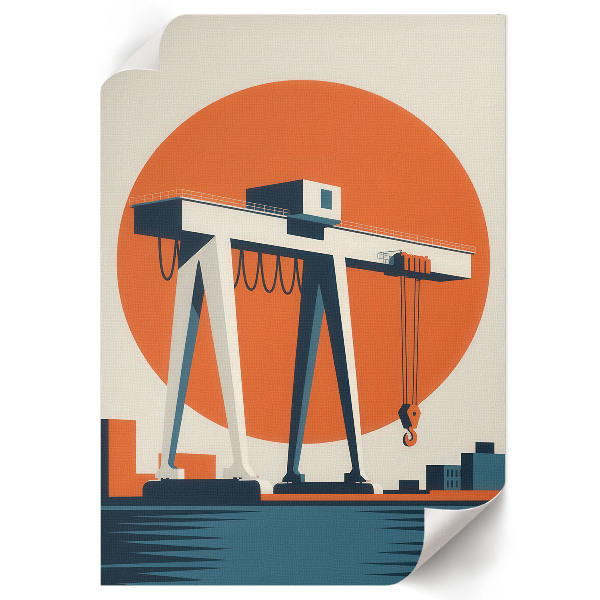 Decorative poster featuring a retro crane illustration