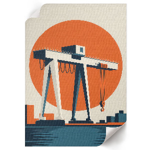 Decorative poster featuring a retro crane illustration