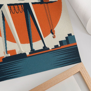 Decorative poster featuring a retro crane illustration