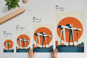 Decorative poster featuring a retro crane illustration