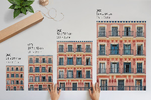 Poster showing colorful architecture