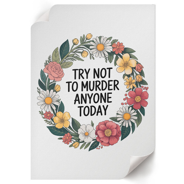 Wall art with a floral design and humorous theme