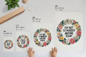 Wall art with a floral design and humorous theme
