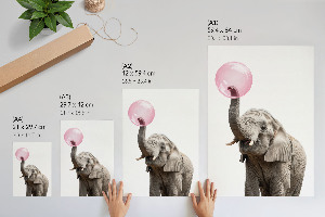 Wall print featuring a bubblegum elephant
