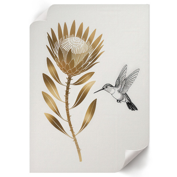 Wall art featuring a hummingbird and a flower