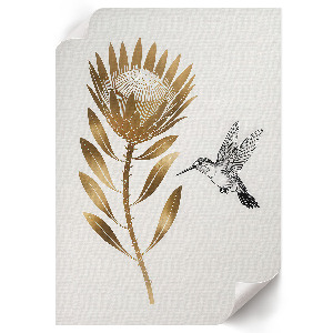 Wall art featuring a hummingbird and a flower
