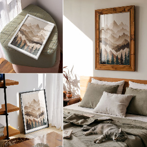 Wall print with a mountain landscape