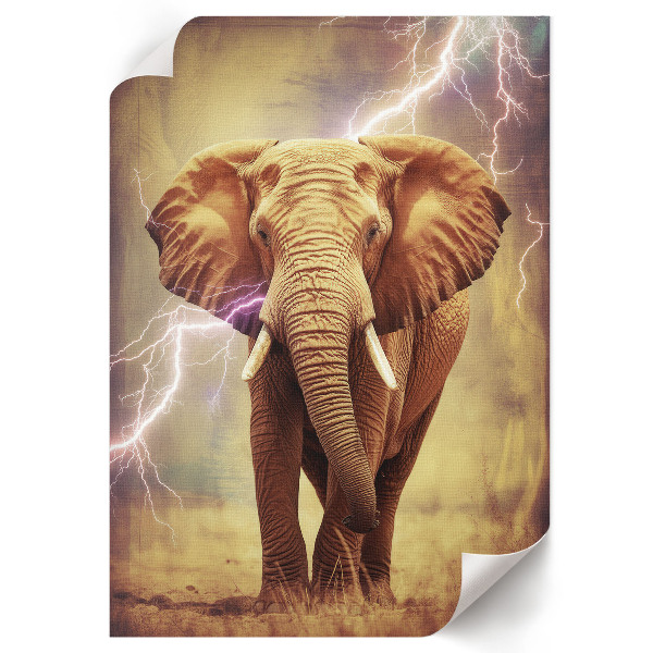 Art print of an elephant with lightning