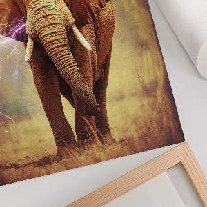 Art print of an elephant with lightning