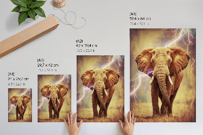 Art print Elephant with lightning