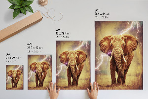 Art print of an elephant with lightning