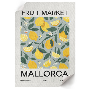 Wall print with a lemon pattern