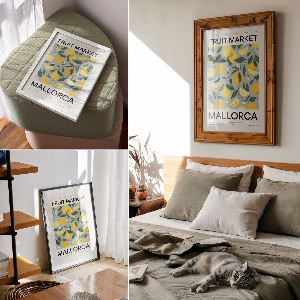 Wall print with a lemon pattern
