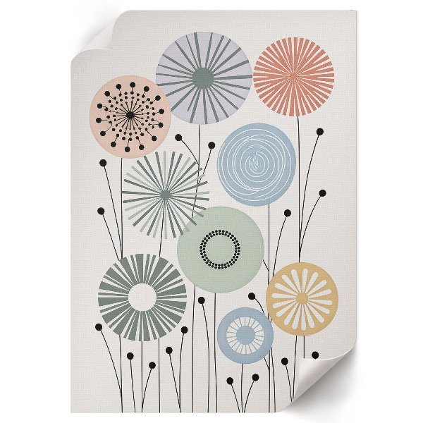 Wall print with geometric floral illustration