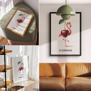 Wall art Flamingo cherry