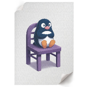 Art print Penguin on a chair