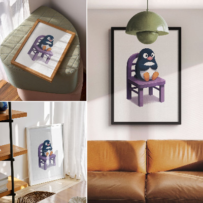 Art print Penguin on a chair