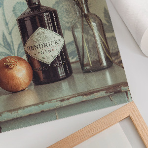 Art print featuring a vintage gin label