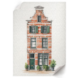 Wall art featuring a city house motif