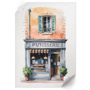 Art print featuring a French bakery