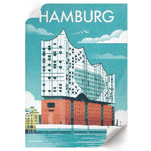 Decorative poster featuring an illustration of Hamburg