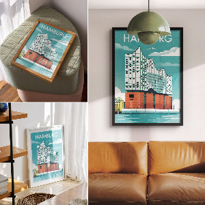 Decorative poster Hamburg illustration