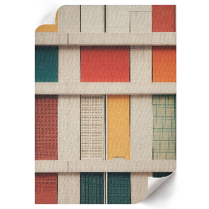 Poster showing a colorful building facade