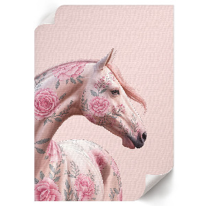 Wall art featuring a horse with floral motifs