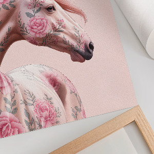 Wall art featuring a horse with floral motifs