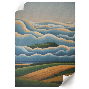 Wall art featuring a pastel landscape
