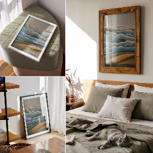 Wall art featuring a pastel landscape