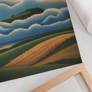 Wall art featuring a pastel landscape