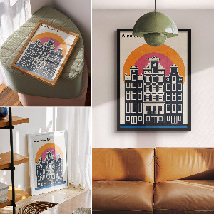 Wall art Amsterdam tenement houses