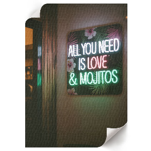 Decorative poster featuring a neon mojito design