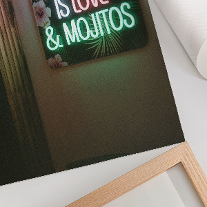 Decorative poster featuring a neon mojito design