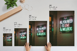 Decorative poster featuring a neon mojito design