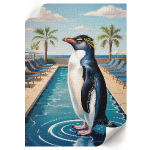 Wall art featuring a penguin on vacation