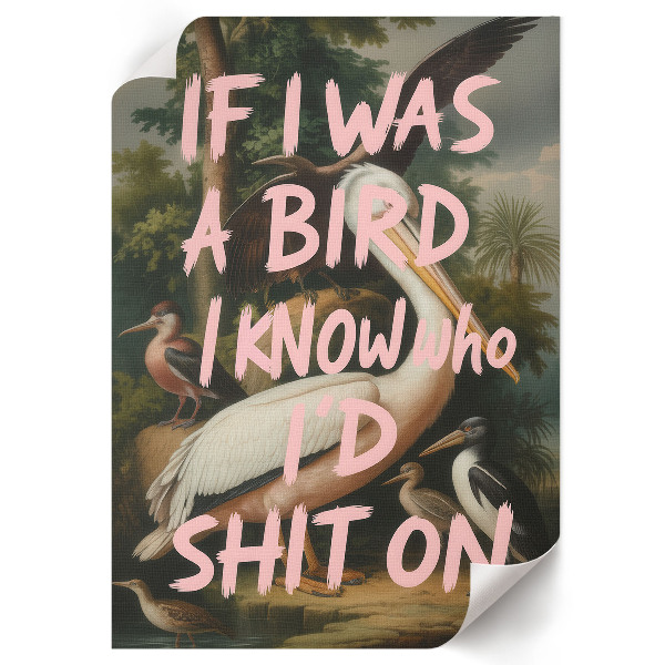 Wall print of birds with an inscription