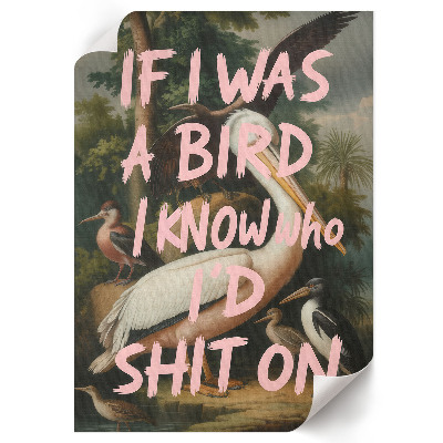 Wall print Birds with an inscription