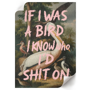 Wall print of birds with an inscription