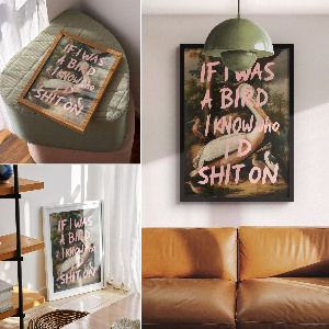 Wall print Birds with an inscription