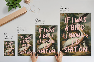 Wall print of birds with an inscription