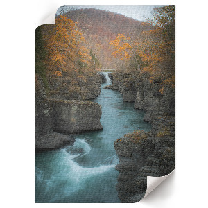 Wall print depicting an autumn river